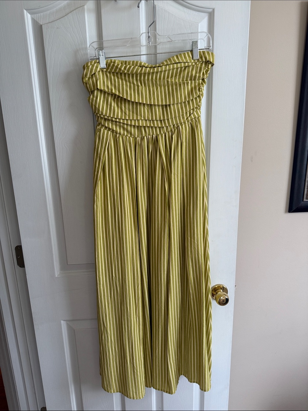 🌸 By Together: Olive Green Strapless Pleated Maxi Dress